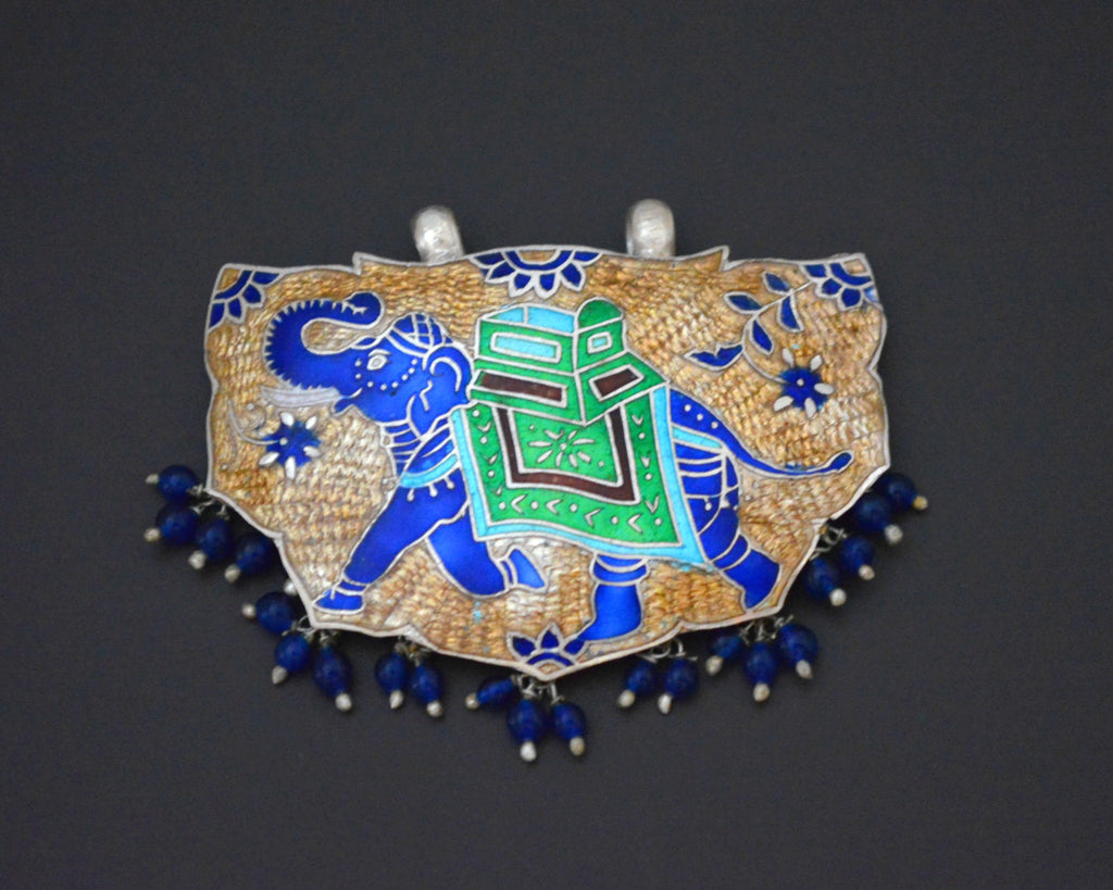 Indian Elephant Enamel Pendant