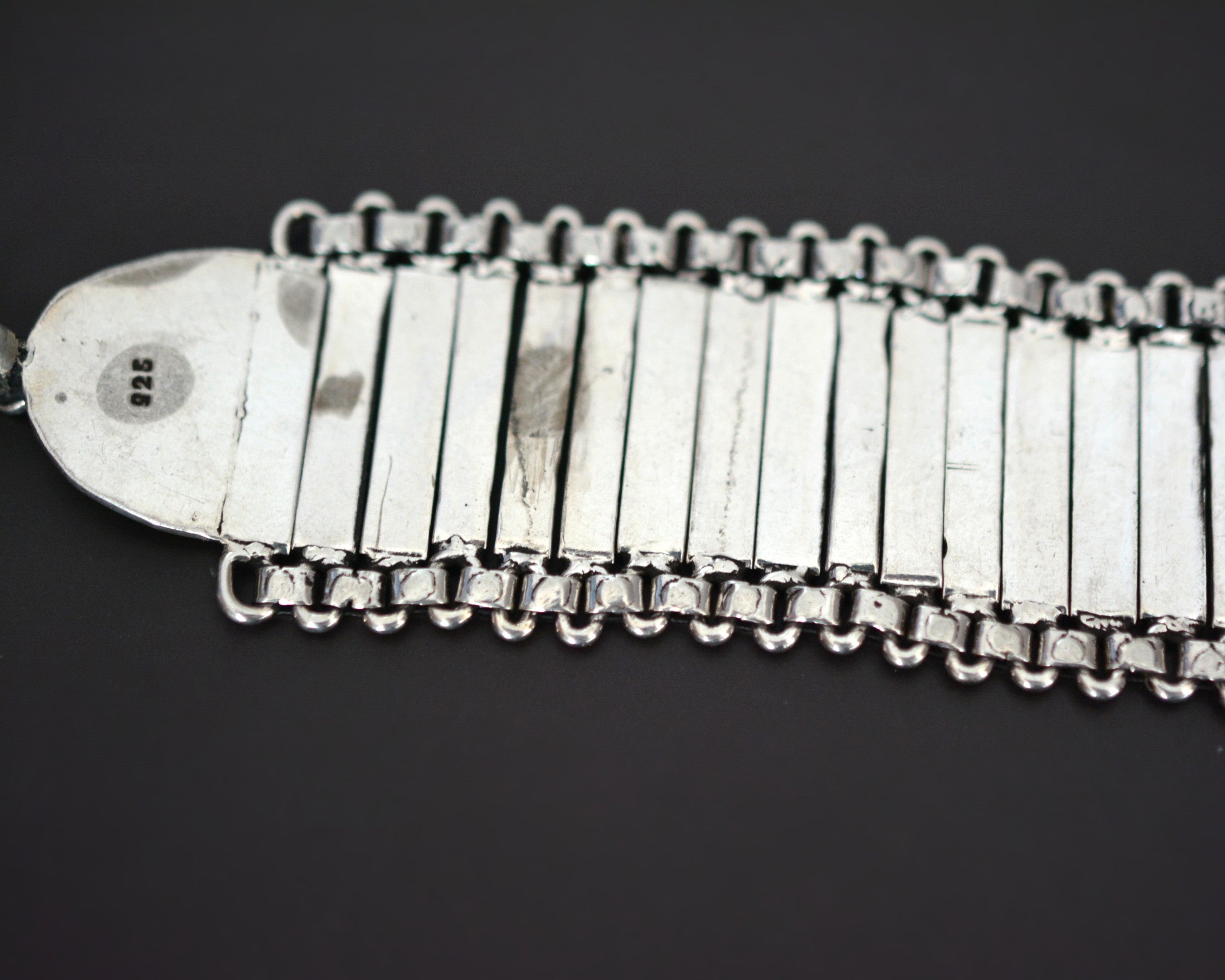 Wide Rajasthani Silver Link Bracelet