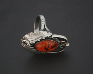 Native American Navajo Amber Ring - Size 6.5