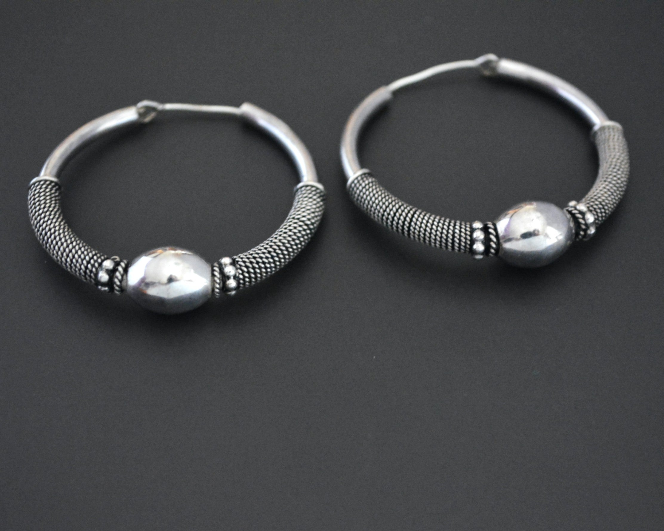 Large Ethnic Bali Hoop Earrings