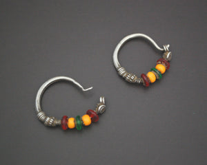 Tribal Indian Hoop Earrings with Colorful Beads