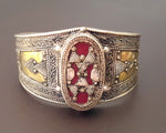 Vintage Kazakh Silver Gilded Cuff Bracelet
