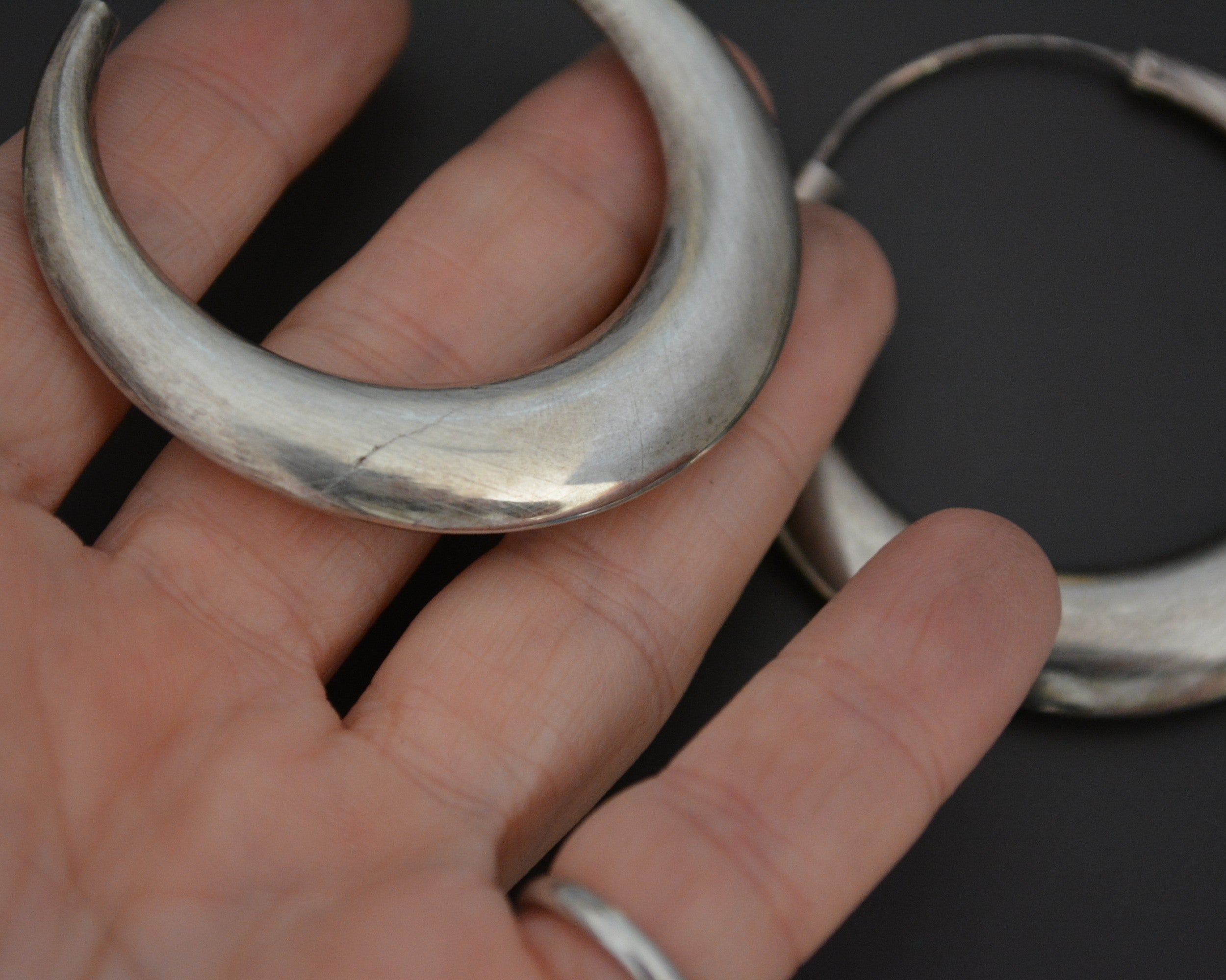 Huge Ethnic Flatened Hoop Earrings - XLarge