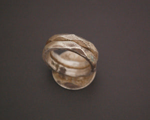Old Indian Tribal Coin Ring with Double Band - Size 6.75