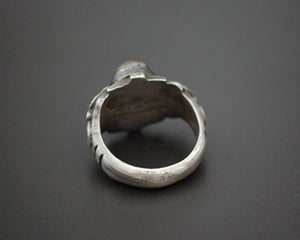 Old Afghani Intaglio Amber Turquoise Ring - Size 8.5