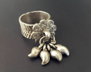 Old Rajasthani Silver Ring with Bells - Size 5.5