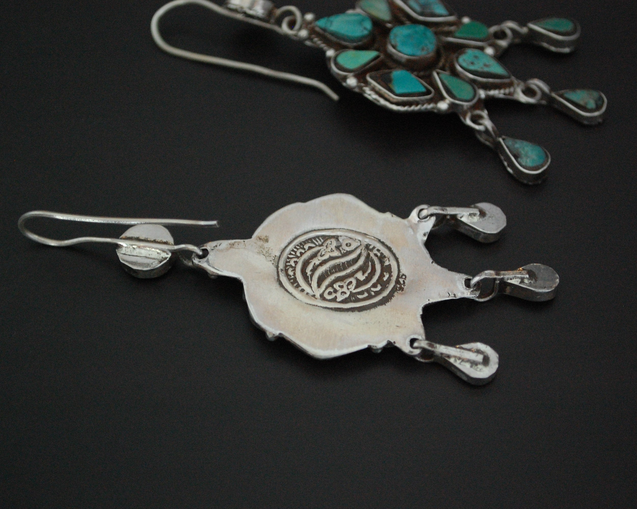 Wonderful Turquoise Earrings from India with Dangles