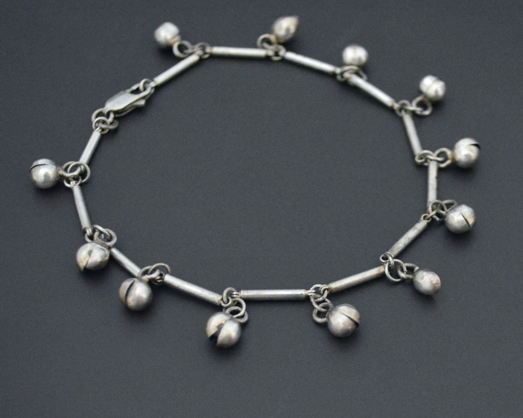Ethnic Silver Bracelet or Anklet with Bells