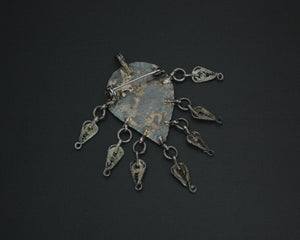 Yemeni Filigree Pendant Brooch with Turquoises