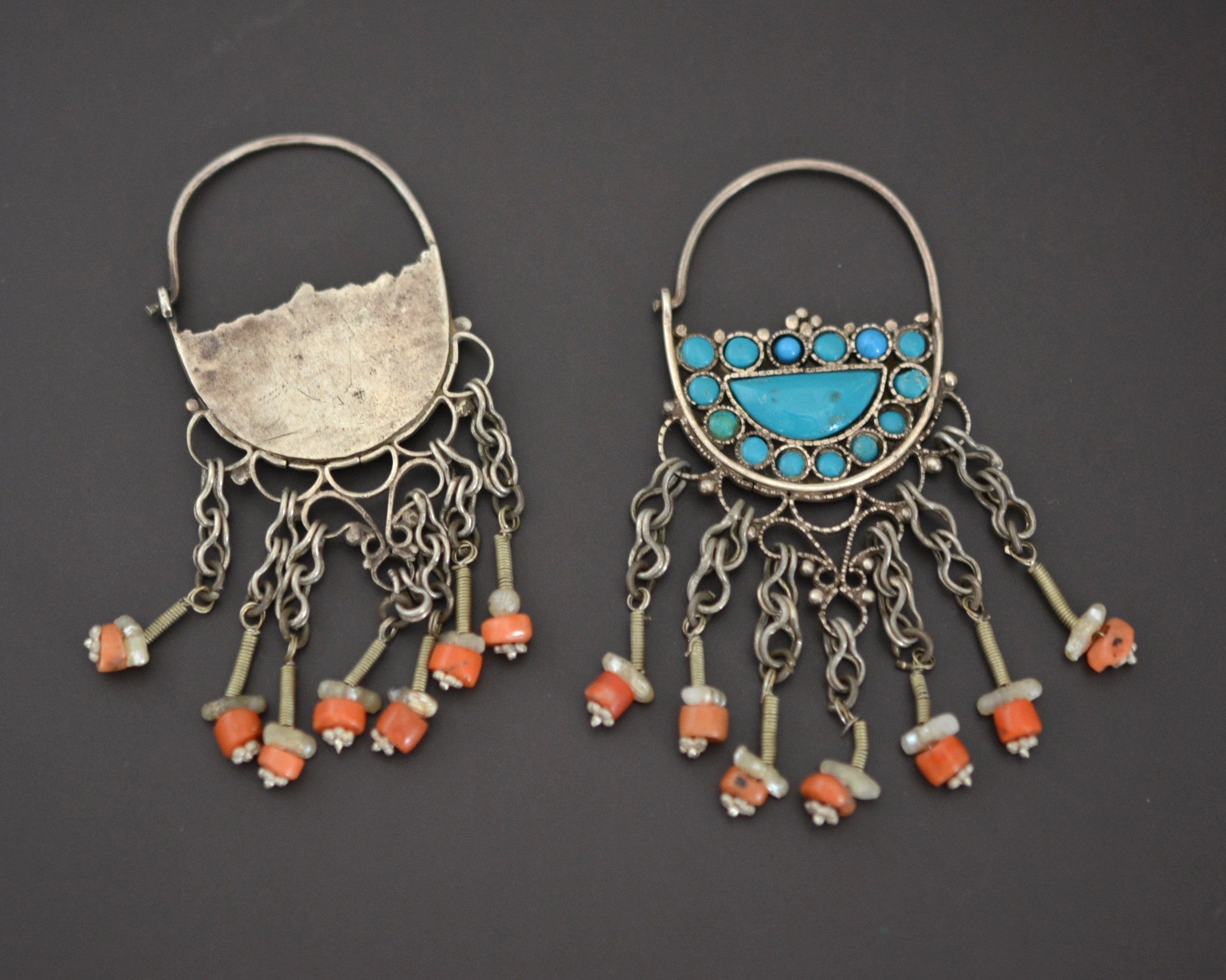 Uzbek Coral Turquoise Earrings