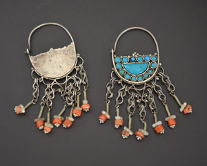 Uzbek Coral Turquoise Earrings