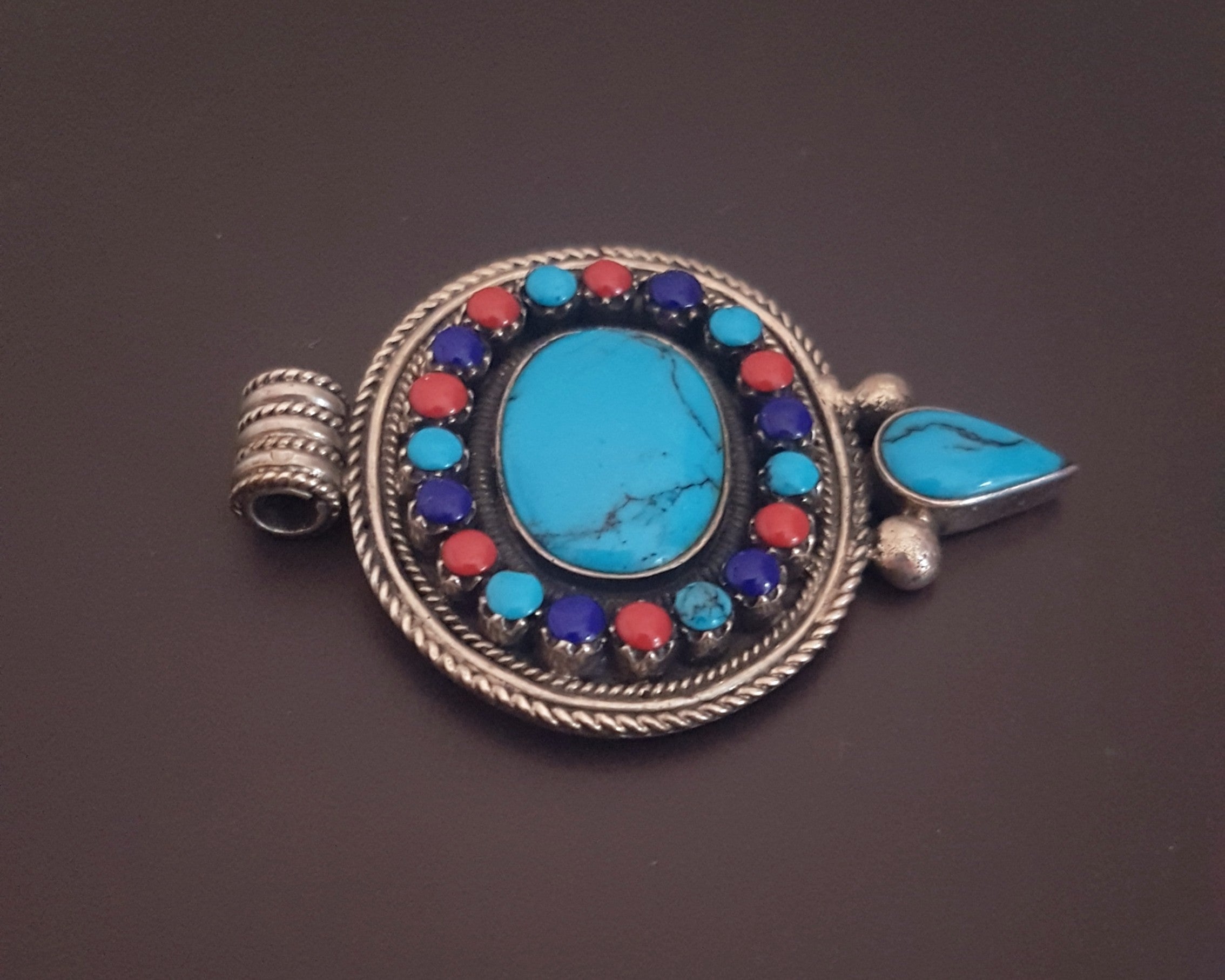 Nepali Turquoise Coral Lapis Pendant