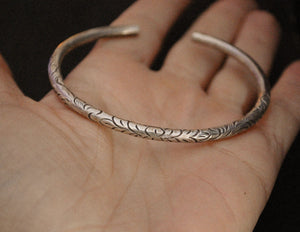 Nepali Lotus Carved Cuff Bracelet - Adjustable