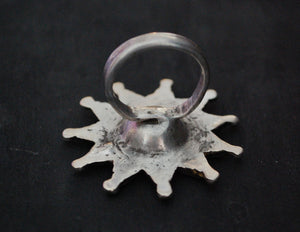 Huge Afghani Star Ring with Glass - Size 8.5