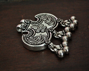 Rajasthani Silver Flower Pendant with Bells