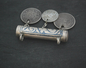 Antique Ottoman Niello Pendant with Coins