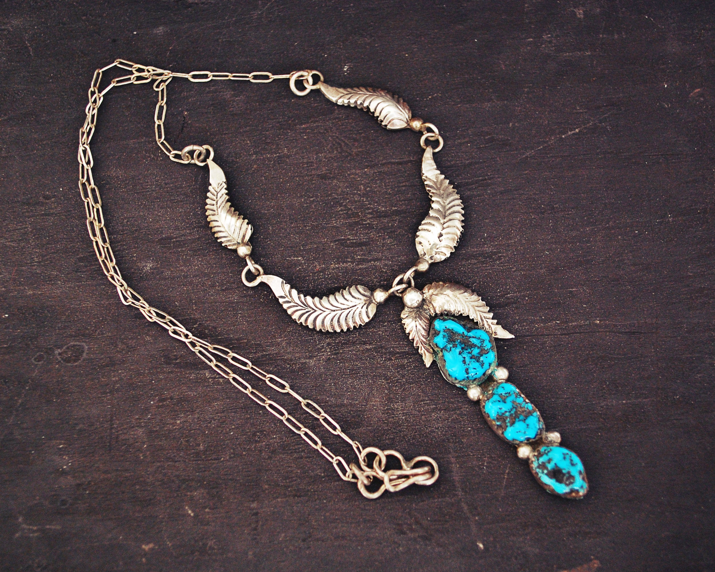 Navajo Turquoise Feather Necklace