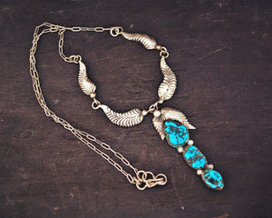 Navajo Turquoise Feather Necklace