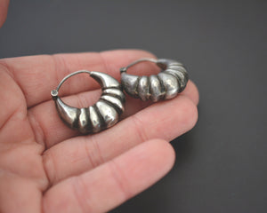 Puffy Silver Hoop Earrings - MEDIUM