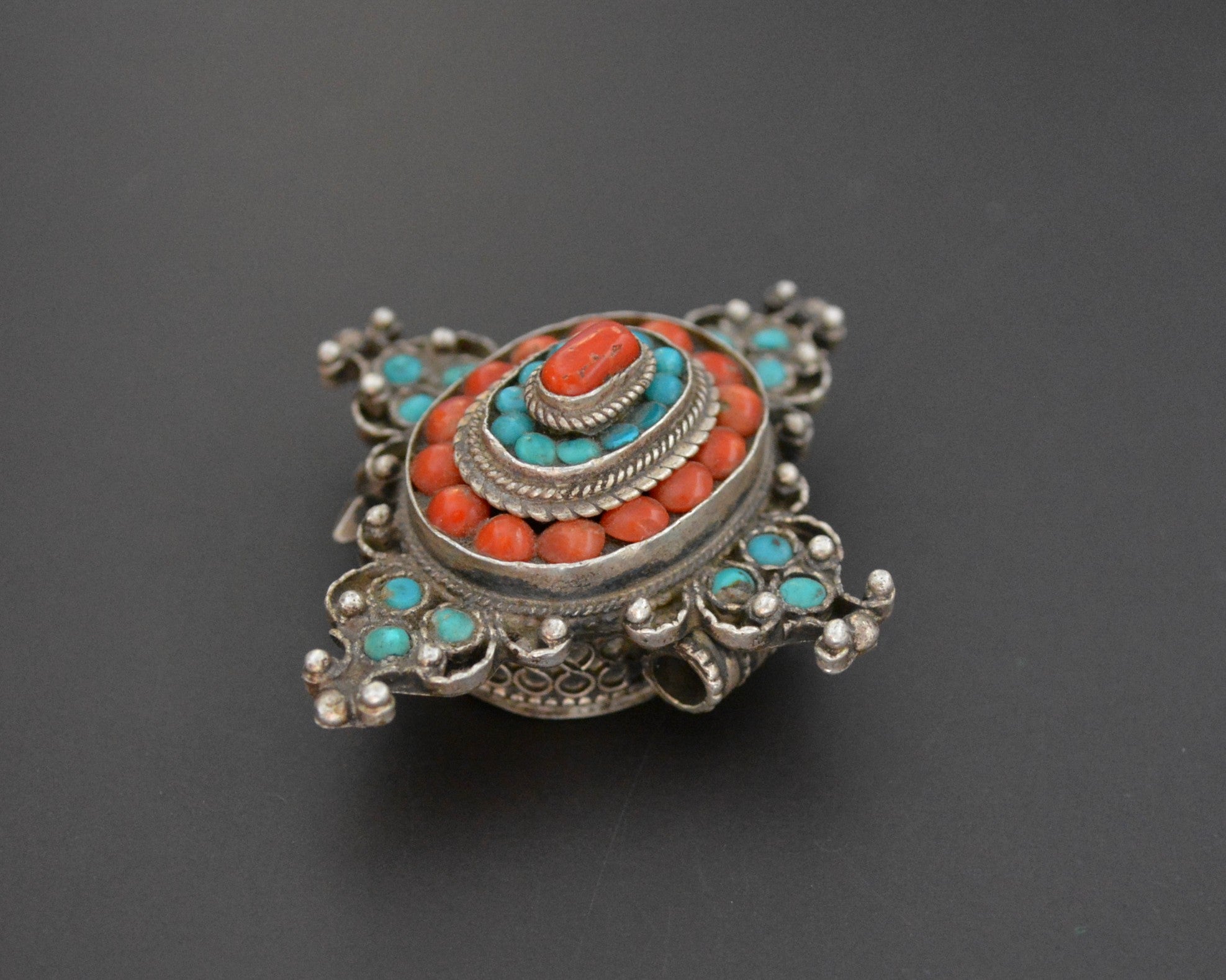 Tibetan Turquoise Coral Pendant