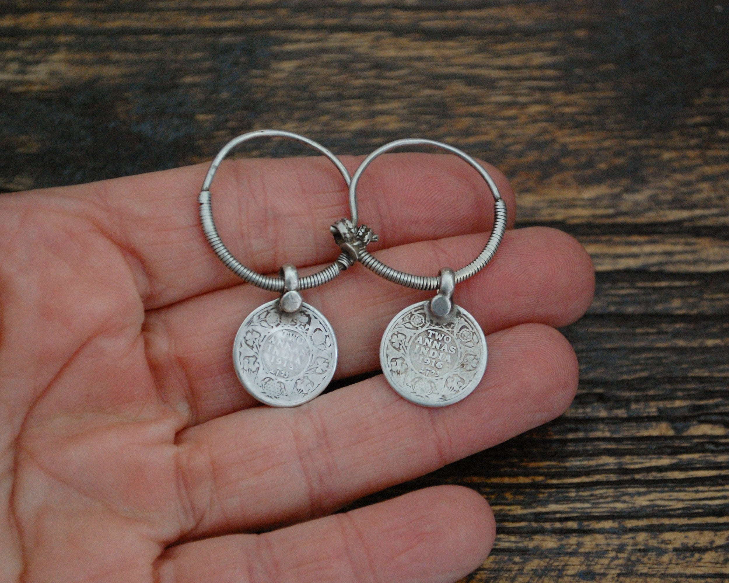 Indian Tribal Hoop Earrings with Coins