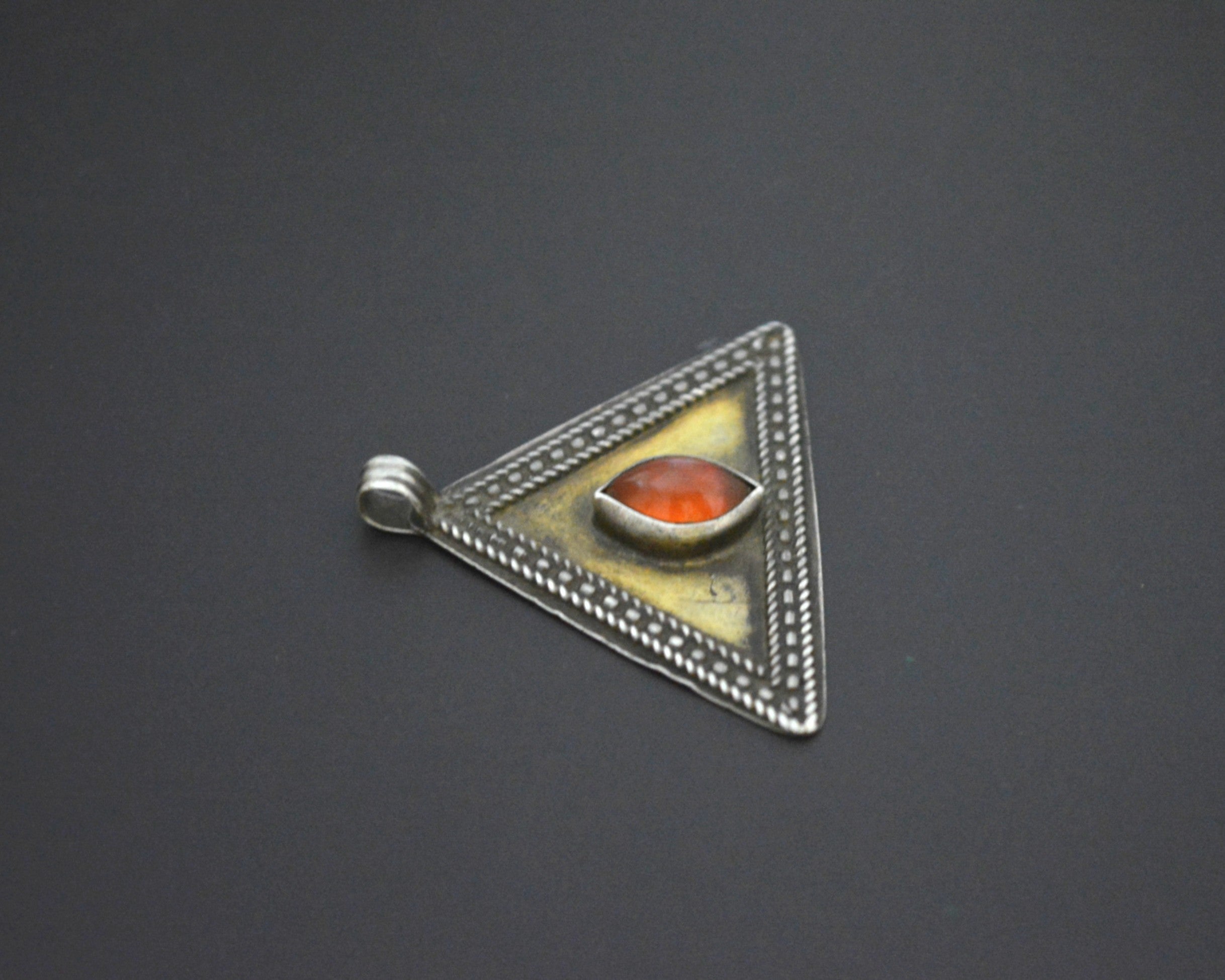 Turkmen Gilded Silver Carnelian Pendant