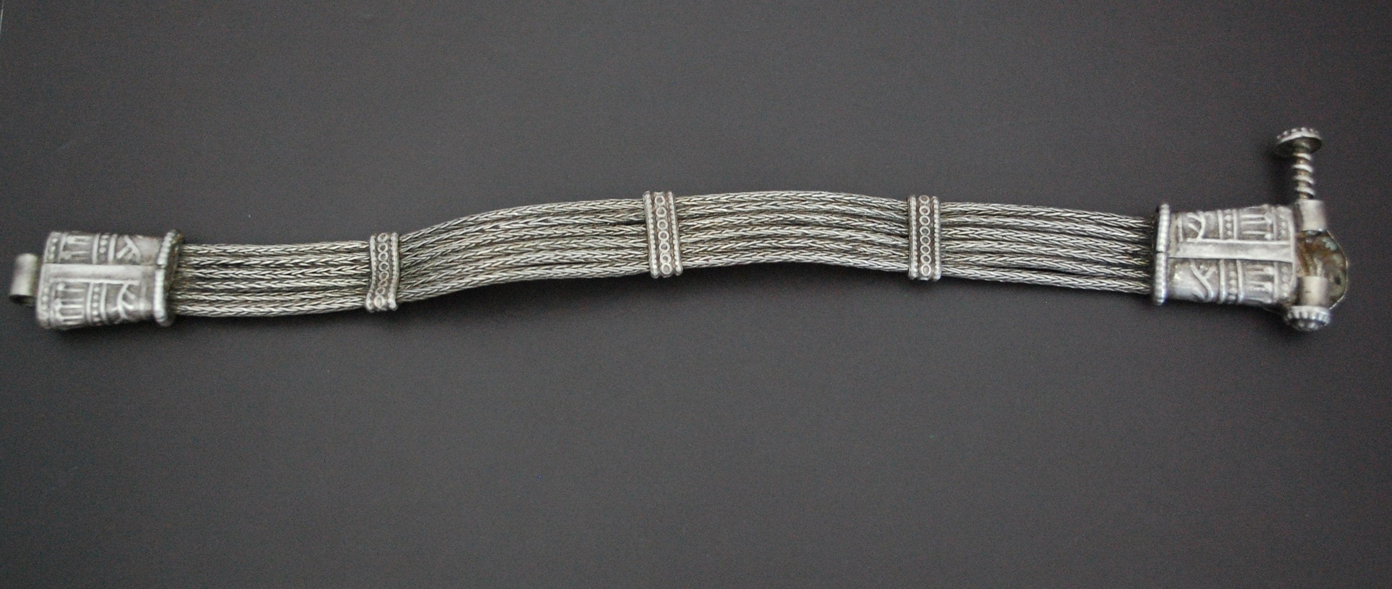 Rajasthani Silver Snake Chain Bracelet with Screw Closure