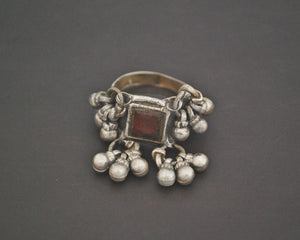 Old Rajasthani Silver Ring with Bells - Size 8