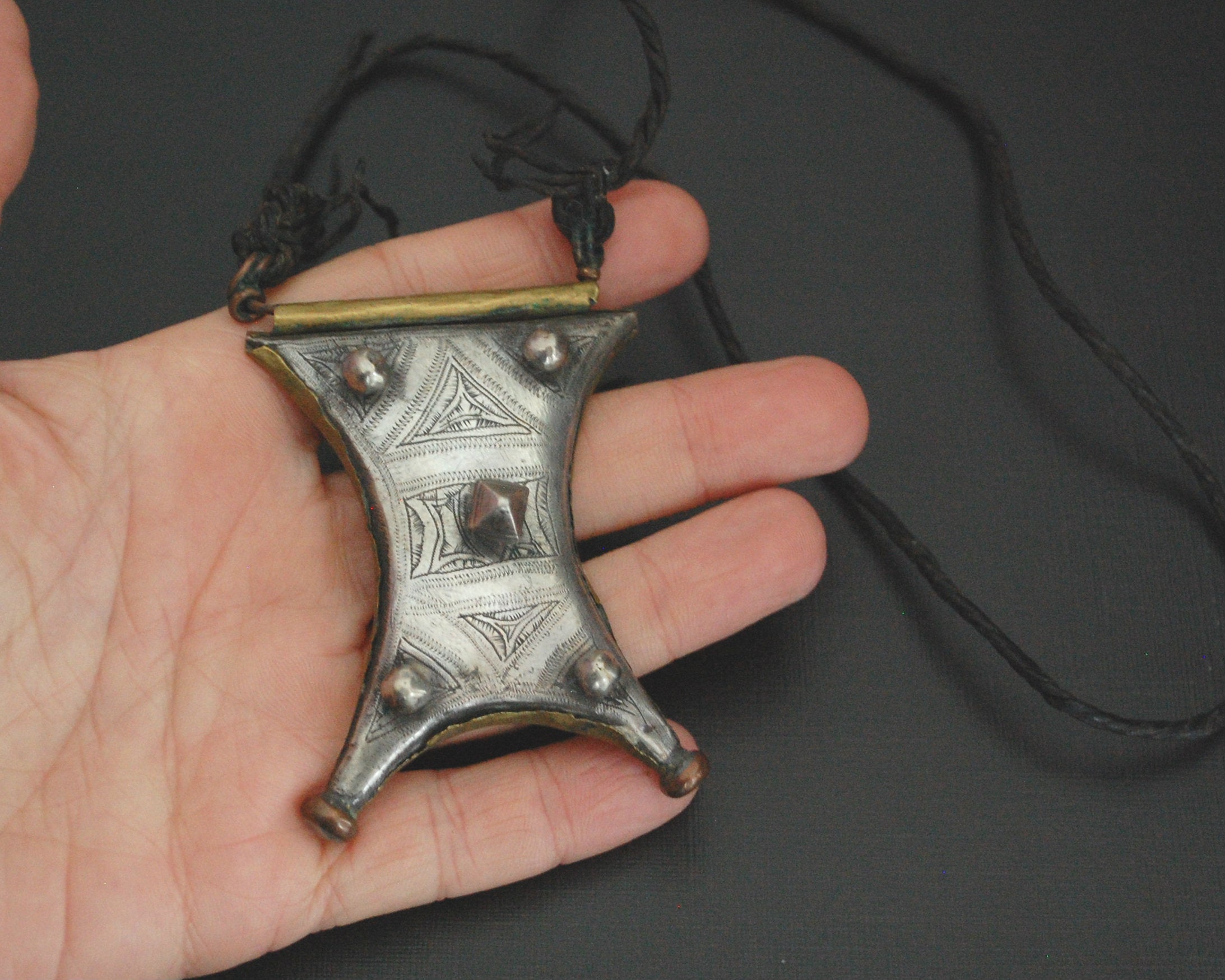 Tuareg Tcherot Talisman Pendant on Leather Cord