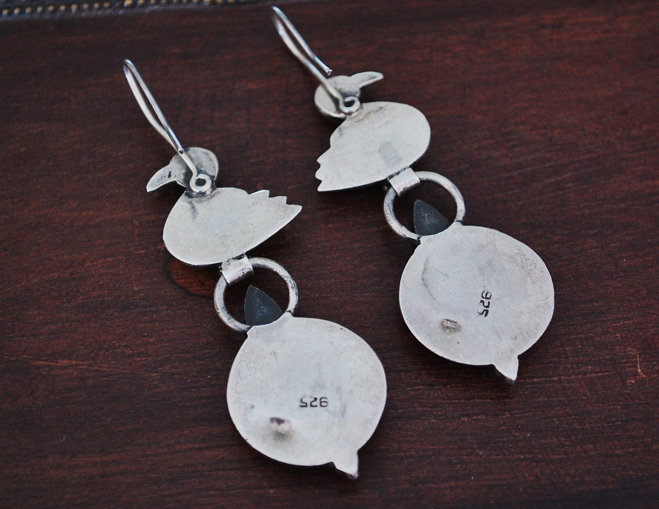 Indian Onyx Earrings with Swan