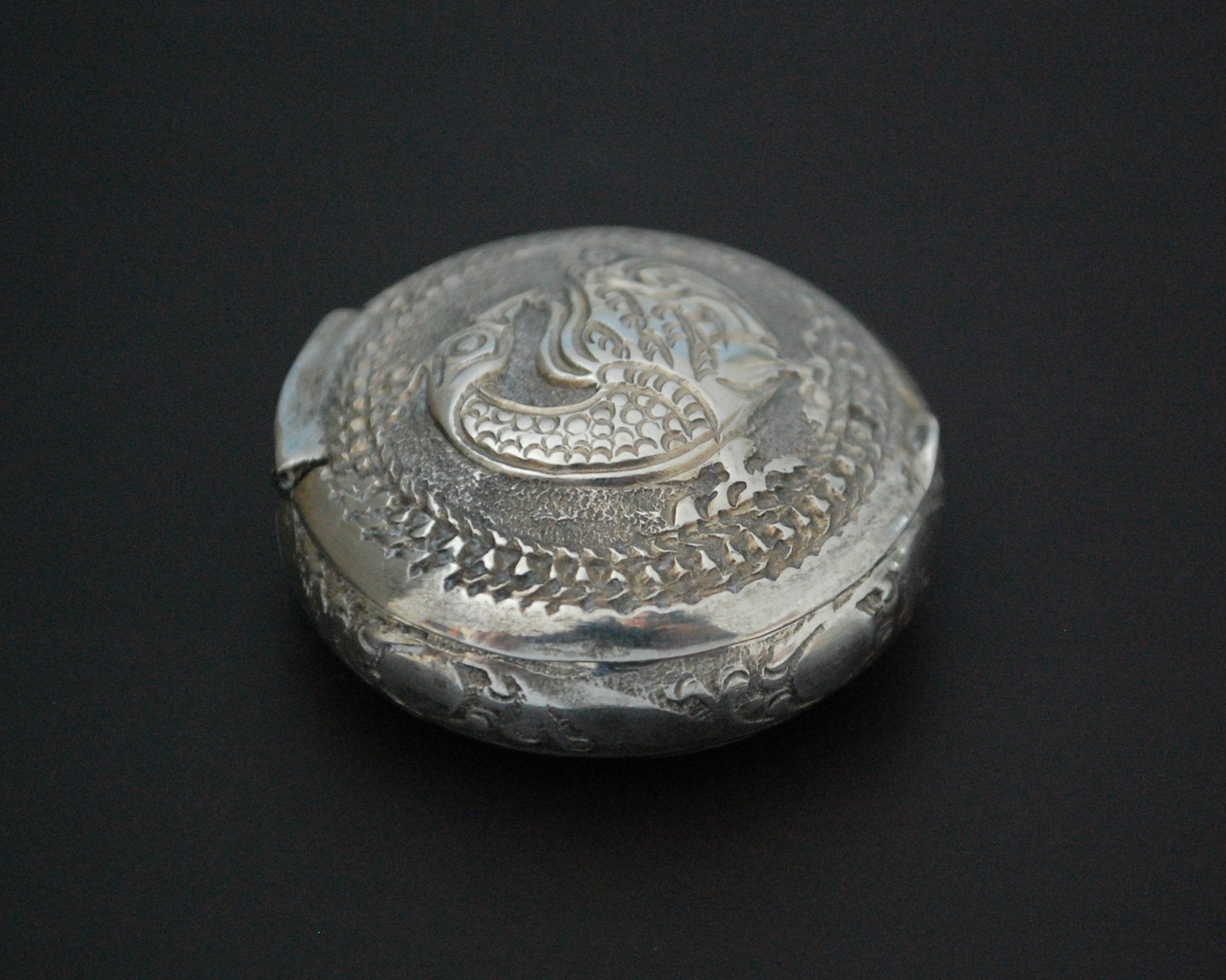 Vintage Carved Peacock Box from India