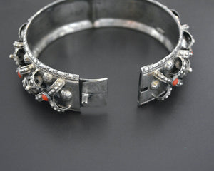 Substantial Coral Filigree Hinged Bracelet