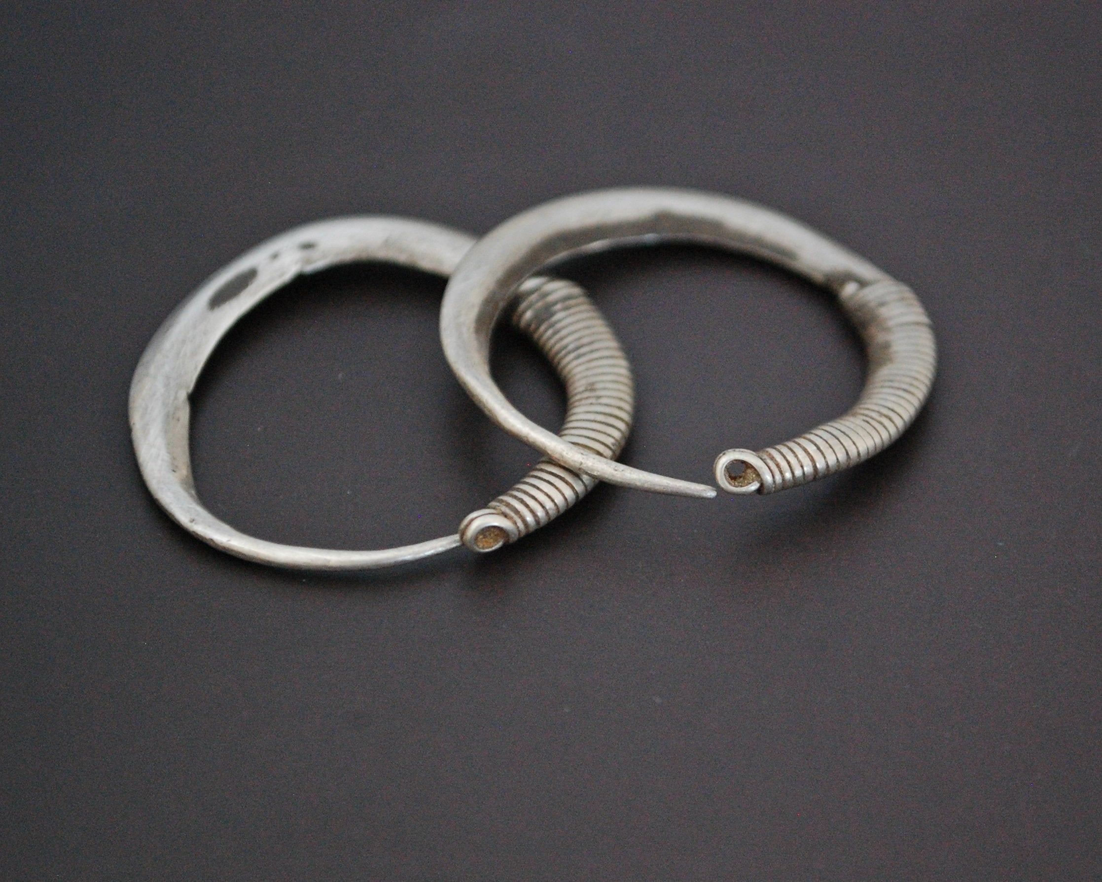 Antique Afghani Hoop Earrings - Flatened