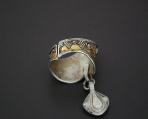 Vintage Kazakh Carnelian Gilded Silver Ring - Size 9.5+