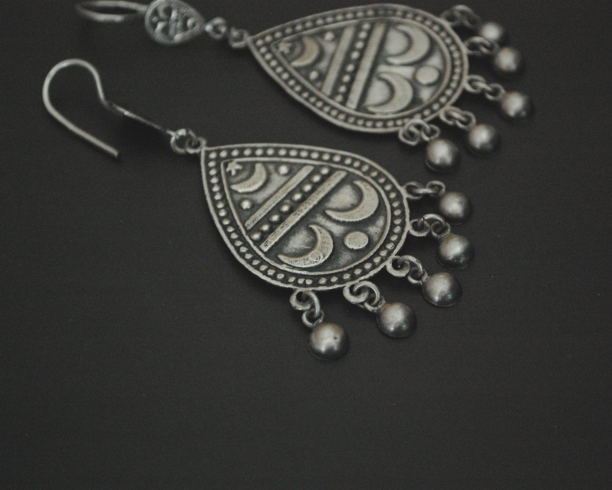 Egyptian Moon and Star Earrings with Bells