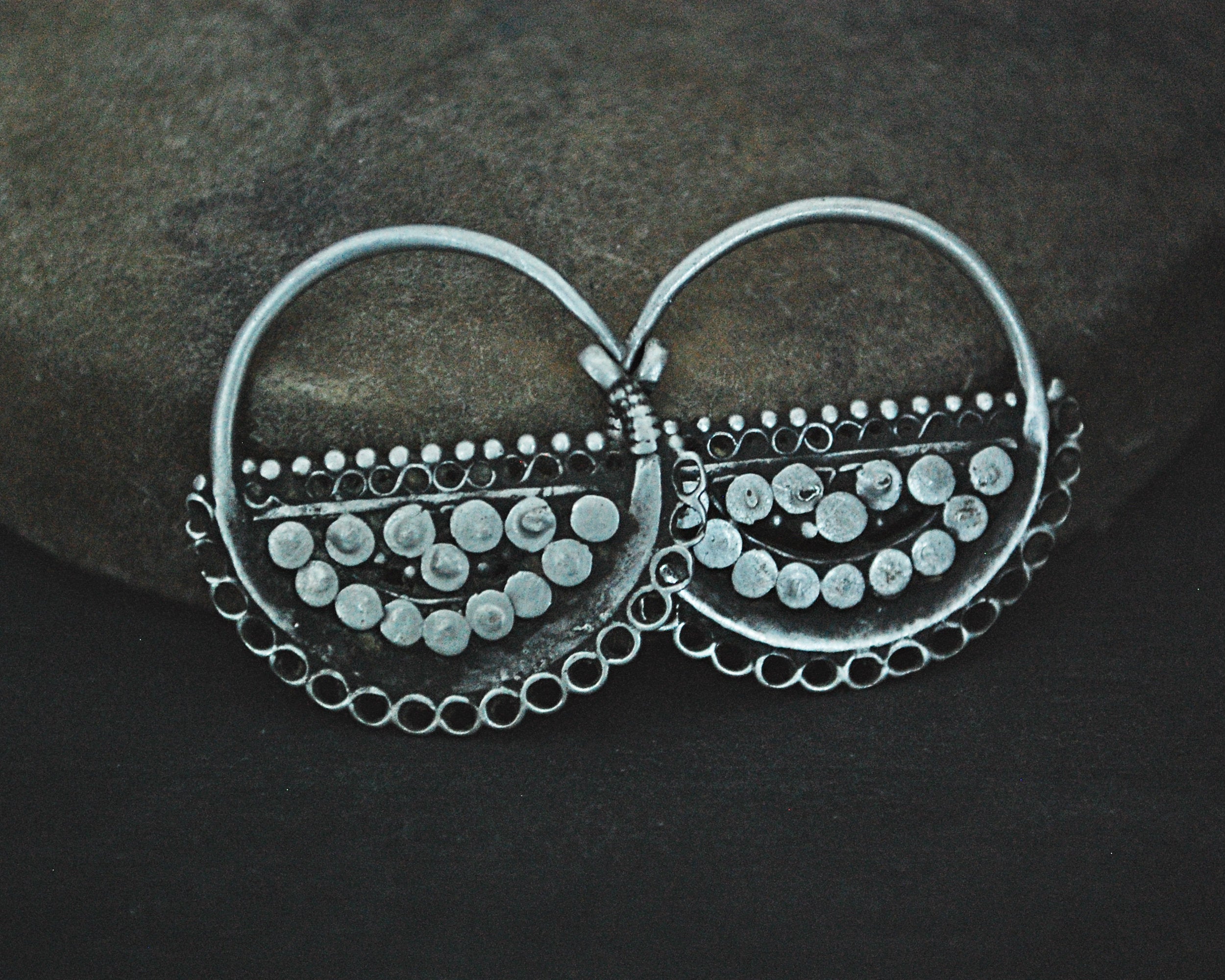Antique Afghani Hoop Earrings with Turquoise