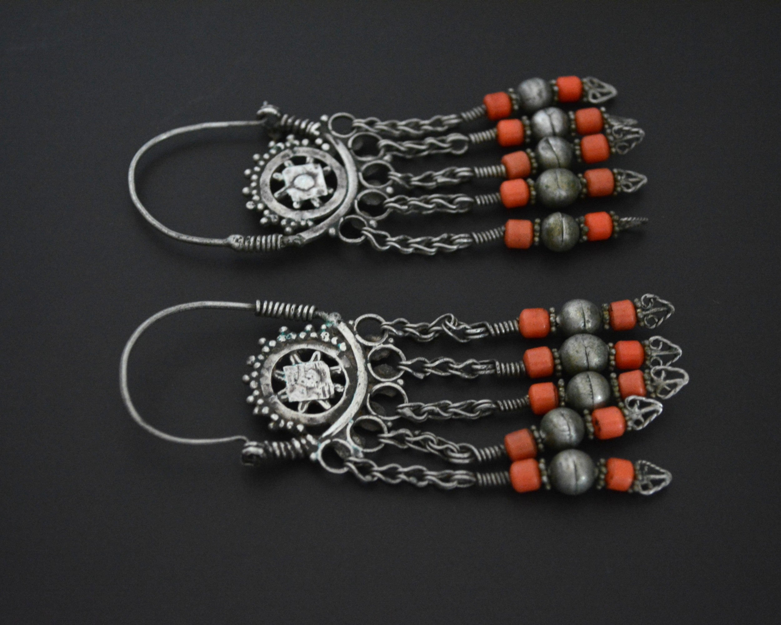 Uzbek Coral Hoop Earrings