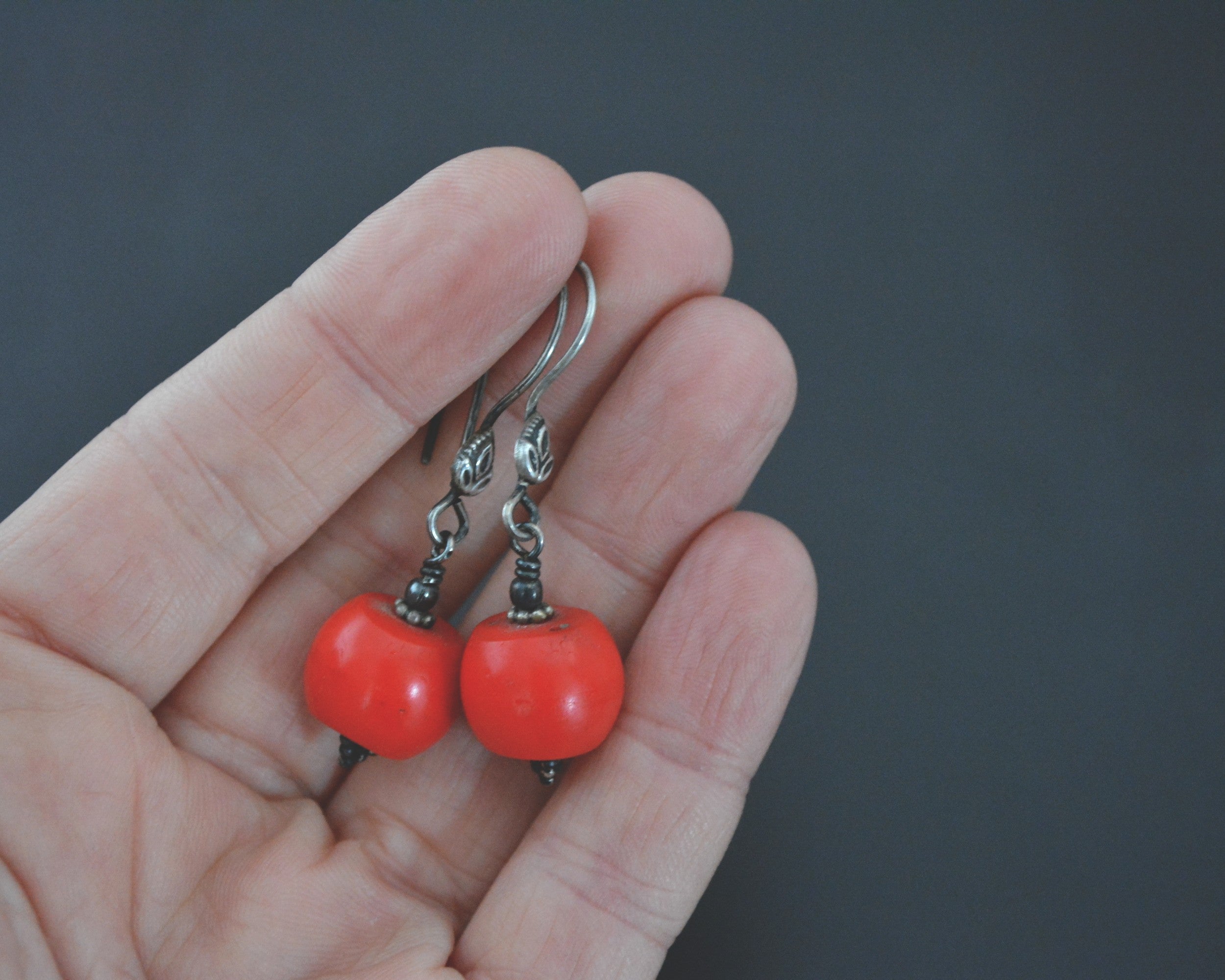 Ethnic Coral Dangle Earrings