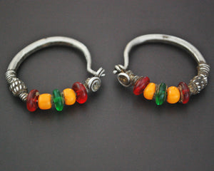 Tribal Indian Hoop Earrings with Colorful Beads