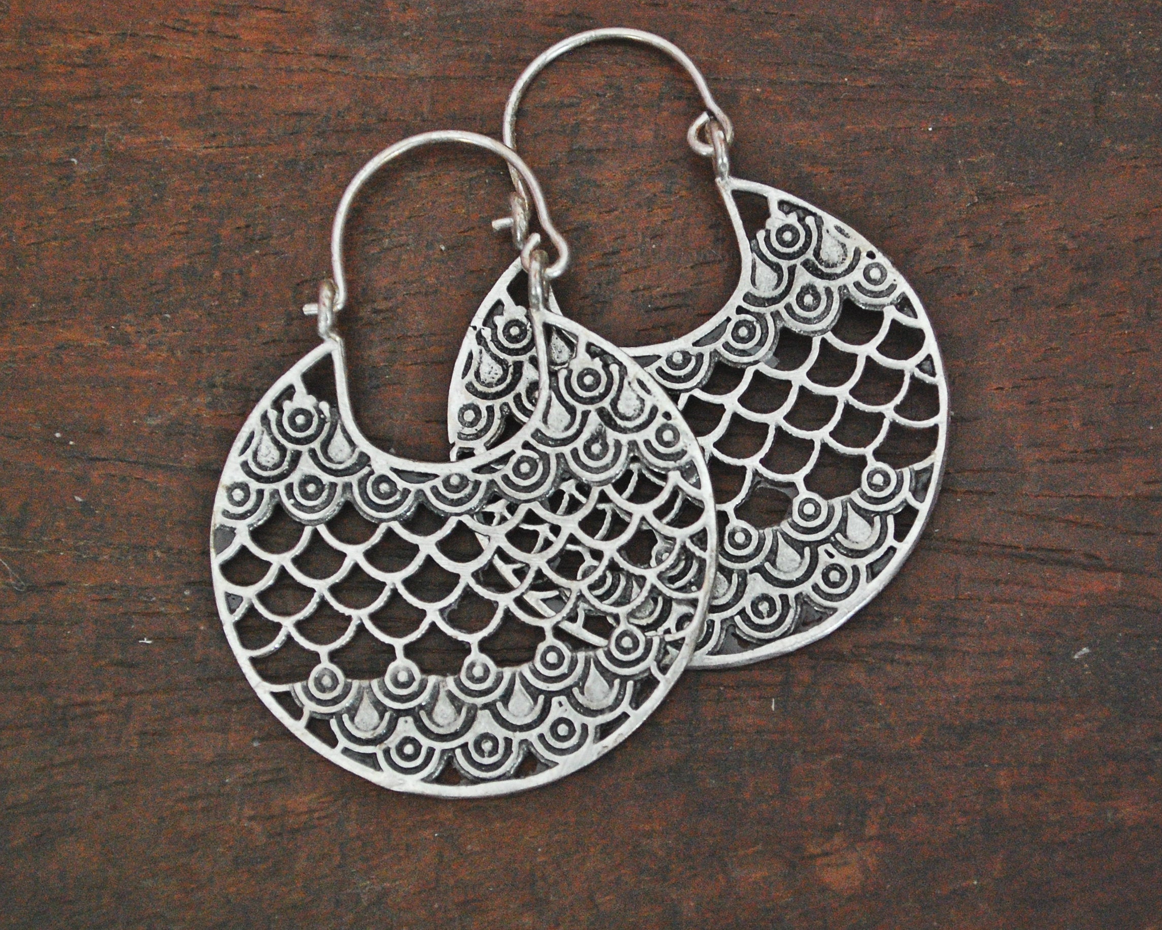 Egyptian Silver Hoop Earrings