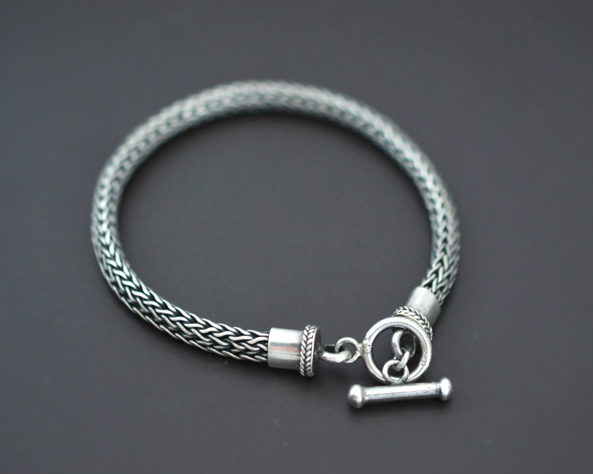 Ethnic Woven Silver Snake Chain Bracelet