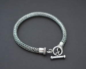 Ethnic Woven Silver Snake Chain Bracelet