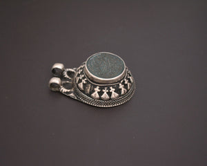 Afghani Arabic Writing Green Agate Pendant