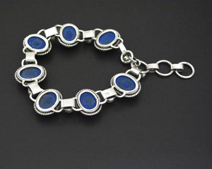 Ethnic Lapis Lazuli Link Bracelet - Adjustable Length