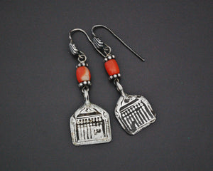 Old Hindu Amulet Sapta Matrikas Coral Earrings