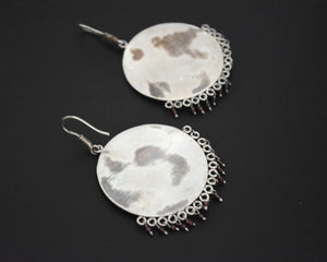 Large Indian Silver Earrings with Bead Dangles