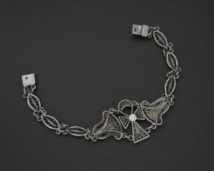 Egyptian Ankh Nefertiti Filigree Link Bracelet