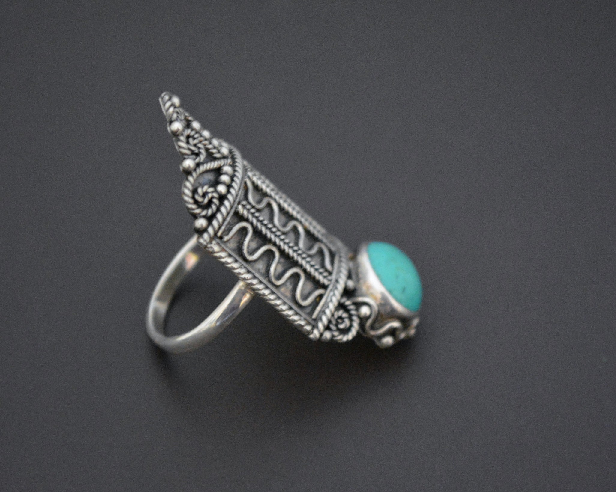 Ethnic Turquoise Ring from Bali - Size 8