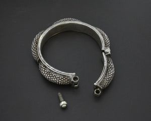 Small Ethnic Tribal Indian Silver Bracelet - Hinged