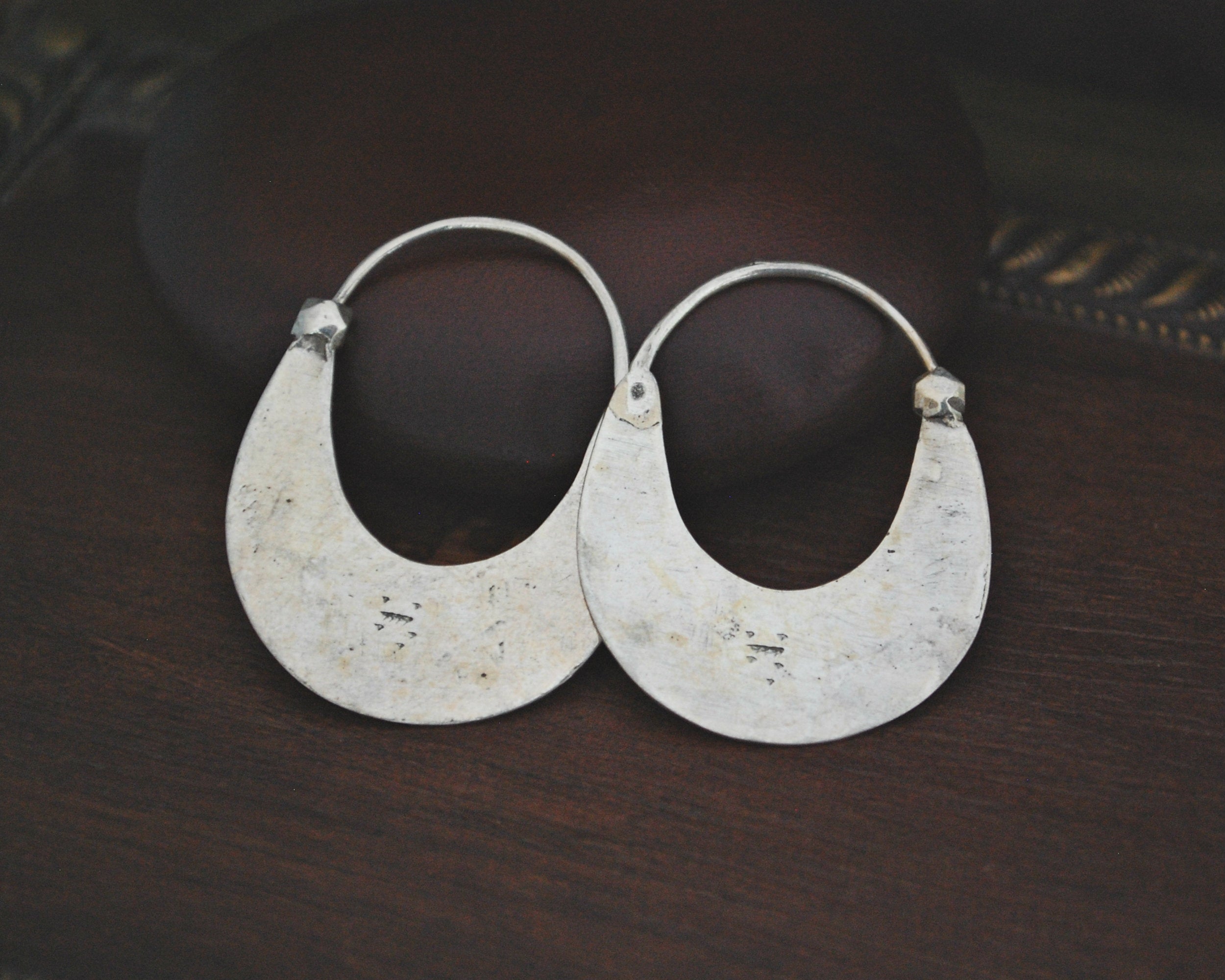 Tuareg Hoop Earrings with Carvings